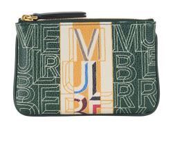 Mulberry Typography Coin Holder, Leather, Green, MIV YVK3, 3*